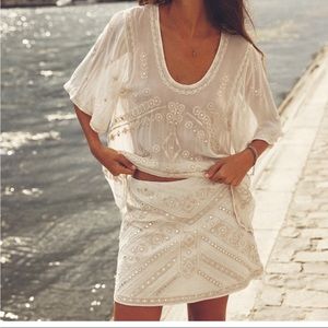 Zara embroidered sheer top